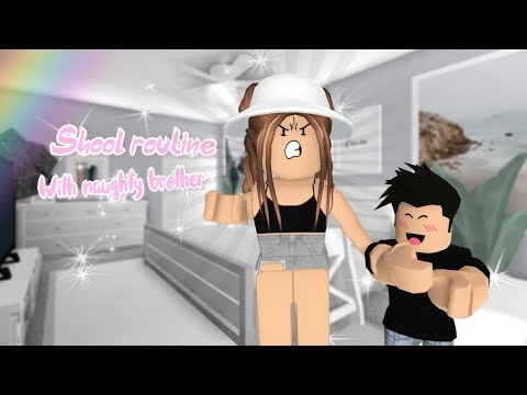 Big sister and naughty brother school routine!|Bloxburg roleplay!