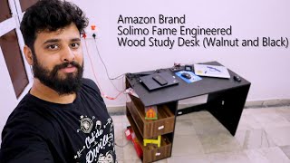 Amazon Brand - Solimo Fame Engineered Wood Study Desk (Walnut and Black) best study table on amazon