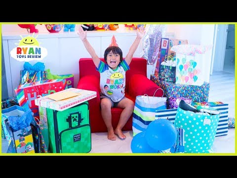 Ryan's 7th Birthday Party Opening Presents!!! Roblox, Minecraft, Nerf toys and more!!!