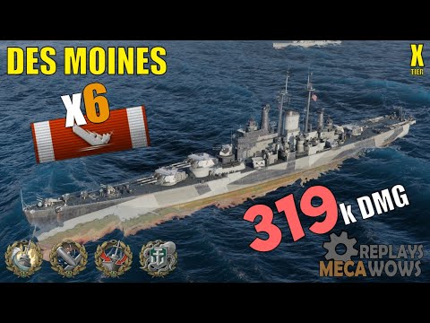 Des Moines 6 Kills & 319k Damage | World of Warships Gameplay