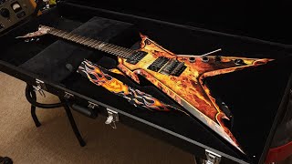 Video thumbnail for Dean Razorback Explosion Dimebag Darrell Pantera Dime Flames Signature Guitar Up Close Video Review by Essex Recording Studios