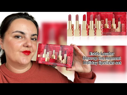 Estee Lauder Unwrap the moment holiday set lipstick/ 5 full size lipsticks
