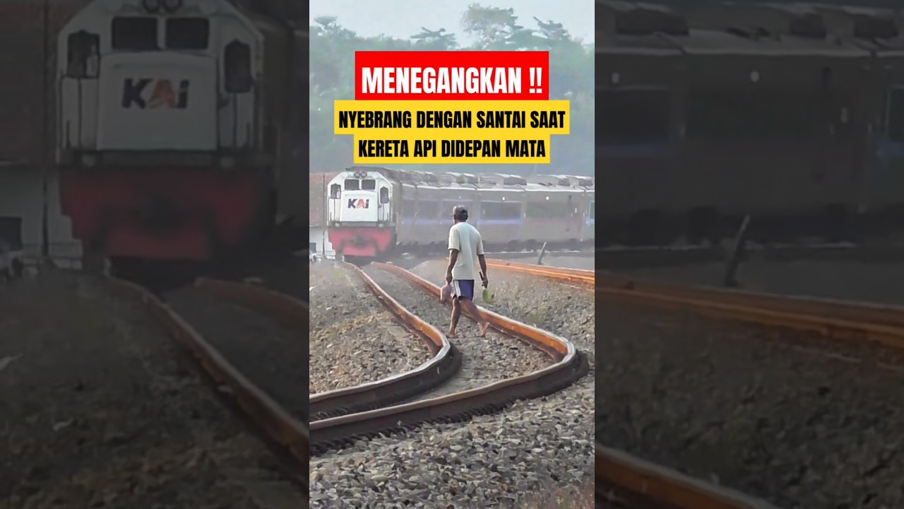 KERETA API BUNYIKAN KLAKSON PERINGATAN ‼️ SAAT ORANG INI NEKAT NYEBRANG #keretaapi #train #shorts