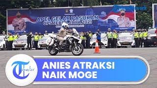 Gubernur DKI Jakarta Anies Baswedan Unjuk Kebolehan Atraksi Moge di Mapolda Metro Jaya