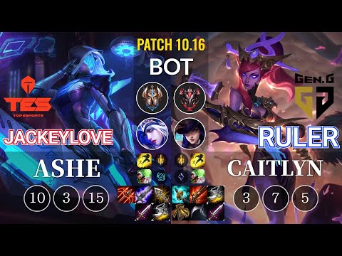TES JackeyLove Ashe vs GEN Ruler Caitlyn Bot - KR Patch 10.16