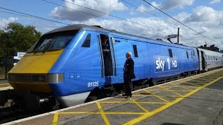 preview picture of video 'Incidental Spotting: Class 91 (91126 & 91125) EC/Sky, Grantham, 23rd August, 2014'