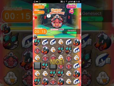 Pokemon Shuffle Mobile Expert Stage EX51 Shiny Genesect ITEMLESS & Caught with 4 GBs『ポケとる スマホ版』