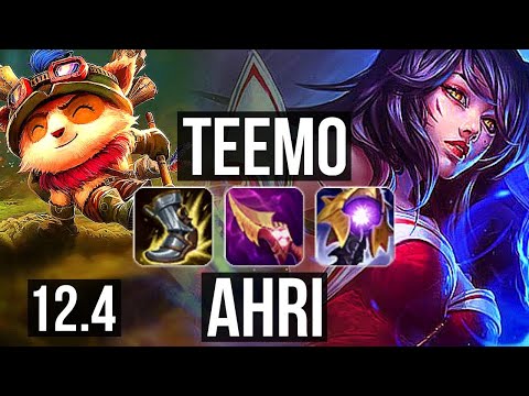 TEEMO vs AHRI (TOP) | 8 solo kills, Godlike, 11/3/6, 300+ games | NA Grandmaster | 12.4