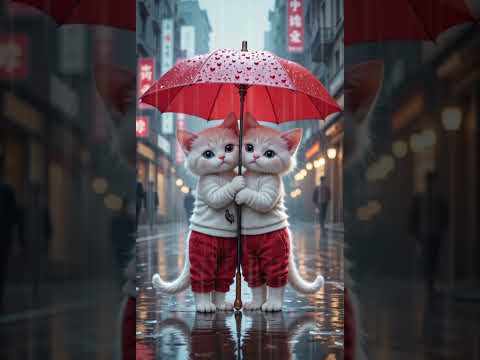 Cute Cats in the Rain Wearing Adorable Raincoats – Meow Meow Sad Song 😿🎶 #shorts #kitten