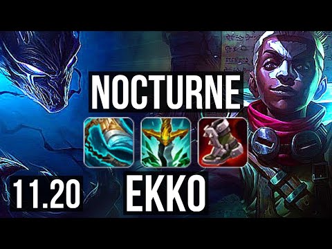 NOCTURNE vs EKKO (JUNGLE) | 9/2/9, 1.4M mastery, Godlike | TR Diamond | v11.20