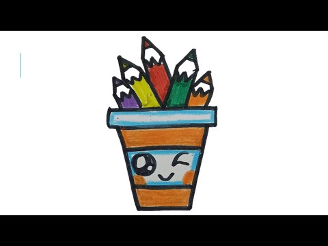 How to Draw a CUTE PENCIL POT
