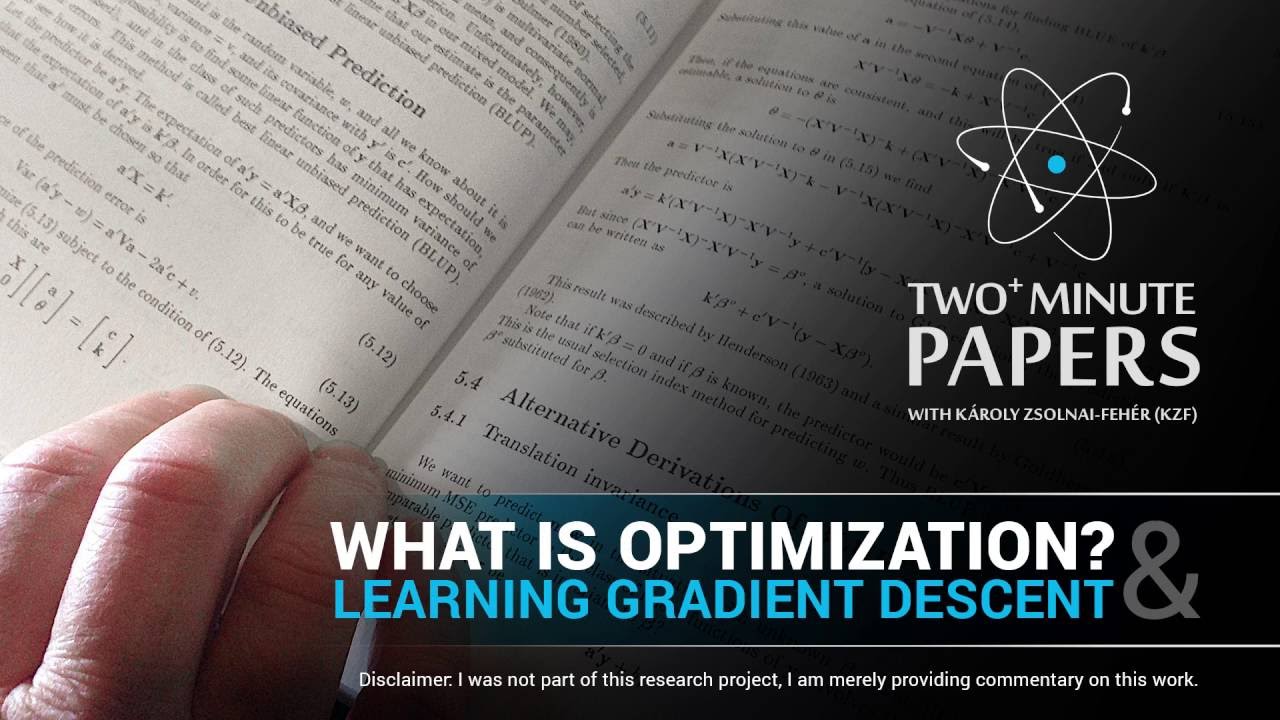 What is Optimization? + Learning Gradient Descent | Two Minute Papers #82