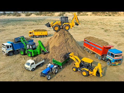 JCB 5CX Loading Sand BharatBenz Truck Swaraj Tractor Pickup Tipper? Jcb Ki Khudai | Tractor cartoon