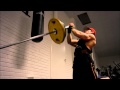 Chest press with barbell in corner