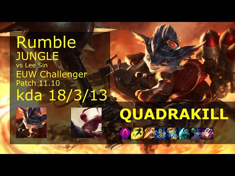 Rumble vs Lee Sin Jungle - EUW Challenger 18/3/13 Patch 11.10 Gameplay