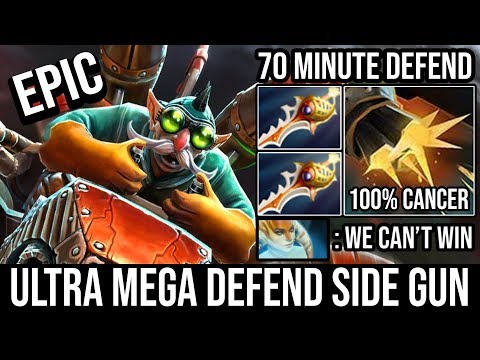 Ultra Defend Side Gun 2x Rapier Damage + 70Min Mega Creeps Comeback Gyrocopter | DotA 2 Epic Carry