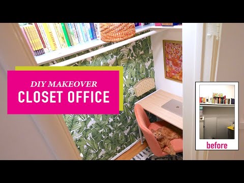 I Turned My Closet Into a Cozy Office | Office Makeover w/ DIY Lighting