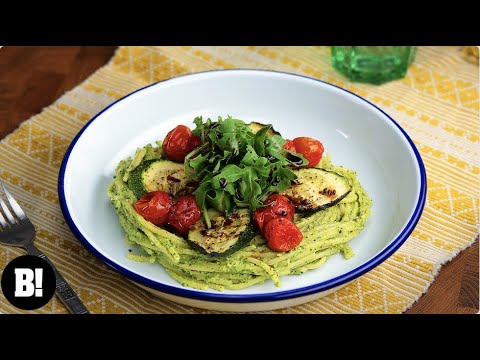 Roasted Courgette Pesto Pasta (Quick, Easy, Vegan Recipe)