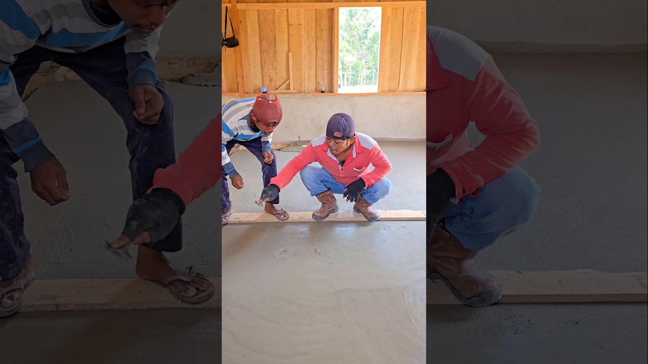 plastering technique using a cement trowel