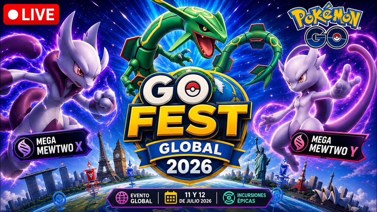 🚨EMPIEZA EL GO FEST GLOBAL🚨MEGA MEWTWO EN RAIDS RAYQUAZA BUSQUEMOS FONDOS SHINY DIRECTO POKEMON GO