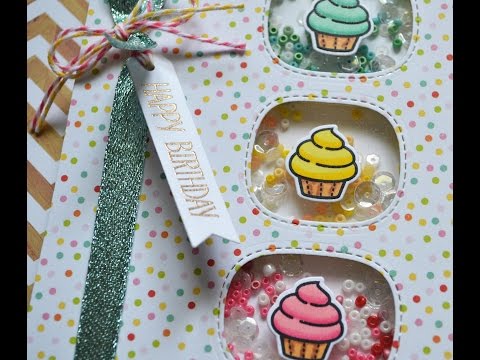 LAWN FAWN || Cupcakes Sprinkled with Joy || Shaker Card