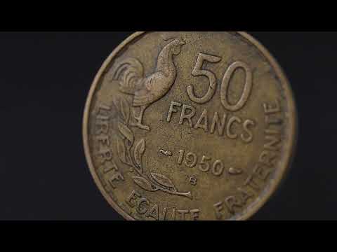 France, 50 Francs, Guiraud, 1950, Beaumont-Le-Roger, Cupro-Aluminium, VF(30-35)