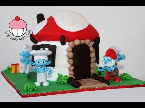 スマーフケーキスマーフ2スマーフ村のケーキを作る - カップケーキ中毒チュートリアルへの方法 (Smurf Cake! Make a Smurfs 2 Smurf Village Cake - A Cupcake Addiction How To Tutorial)