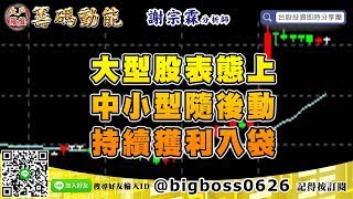 【大戶羅盤籌碼動能】 #謝宗霖1104，大型股表態上 中小型隨後動 持續獲利入袋 (圖)