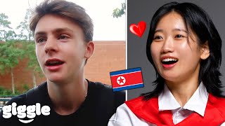 North Korean Girl Reacts to Handsome American Highschooler For The First Time..!