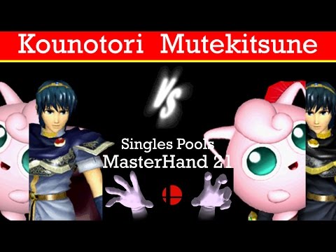 MasterHand 21 Pools - Kounotori(Jigglypuff,Marth) vs. Mutekitsune(Marth,Jigglypuff)