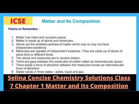 Selina Concise Chemistry Solutions Class 7 Chapter 1 Matter and Its Composition #icse #isc #students