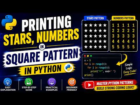 Printing Stars Numbers In Square Pattern In Python Python Pattern Programs Part 1