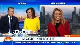 Karl Stefanovic and Dannii Minogue singing “All My Loving”