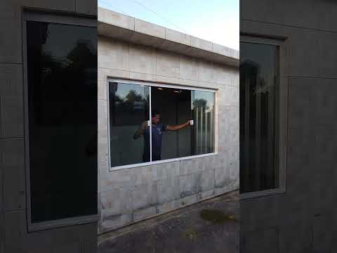 janela blindex incolor 4 folhas com alumínio branco