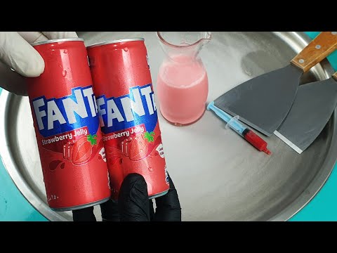 fanta strawberry jelly ice cream rolls street food - ايسكريم رول فانتا فراولة - ASMR