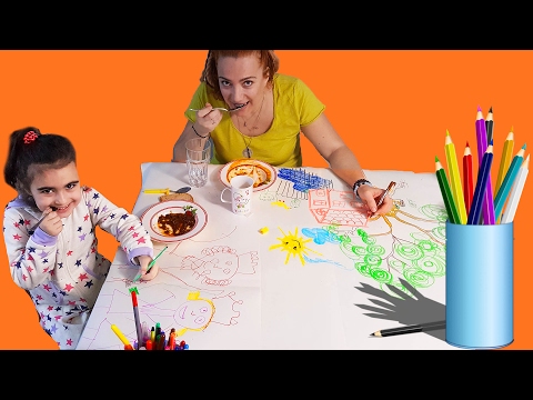 Yemek Masasına Resim Çizme | Çocuk Videoları