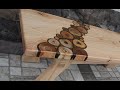 Ash wood bench with fruit trees branches inlay