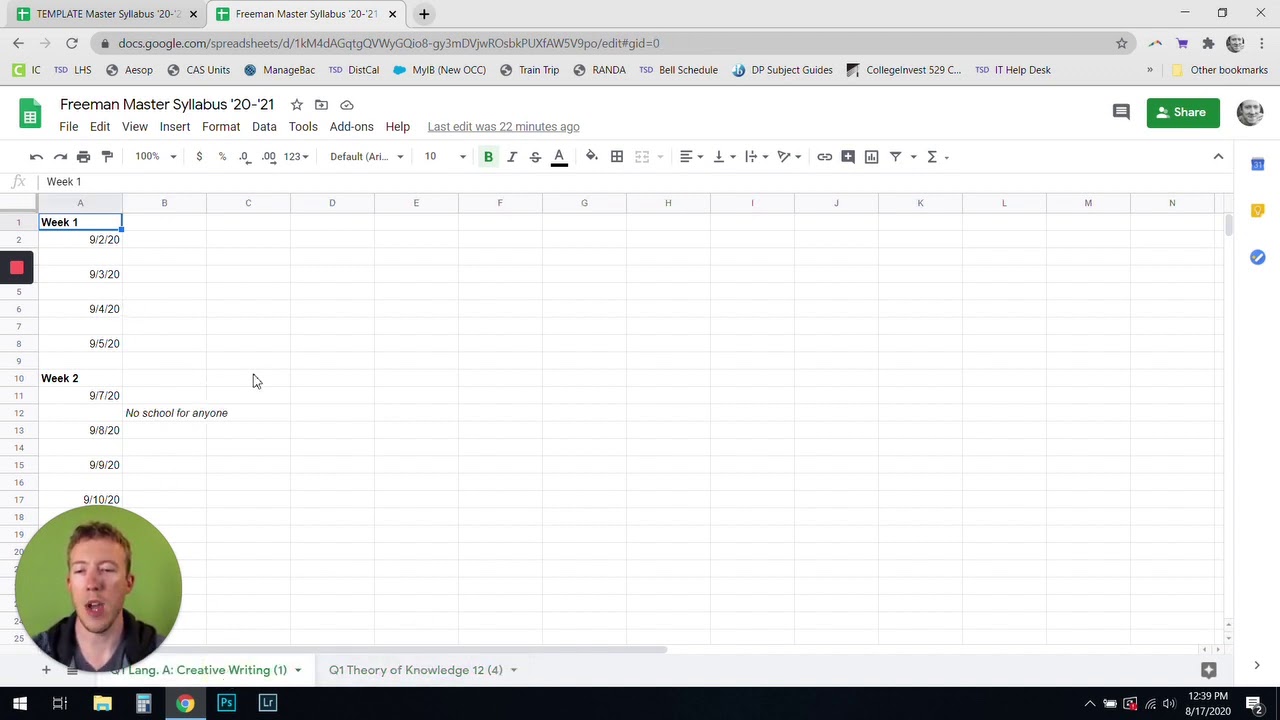 Make an interactive master syllabus in Google Sheets! Free Template!
