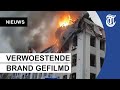 Zien: politiegebouw Charkov in vuur en vlam