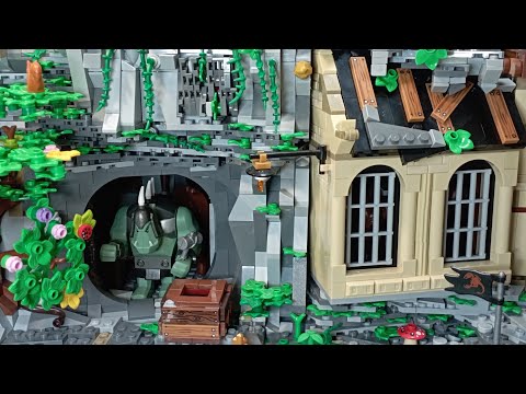 Brickfishers Burgen MOC Teil 09 (LEGO, BlueBluebrixx etc.): Der Berg und die Brücke