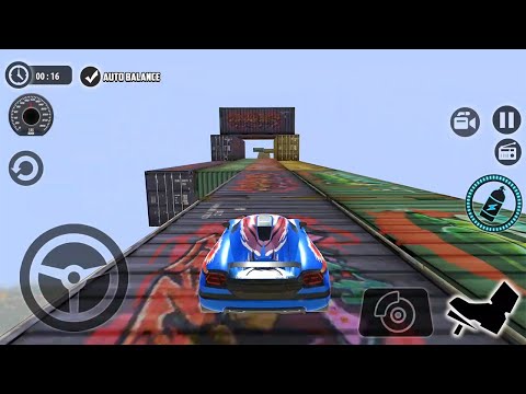 Impossible Car Tracks 3D - Blue Sport Car Driving Impossible Stunt Challenge Mode Android Gameplay