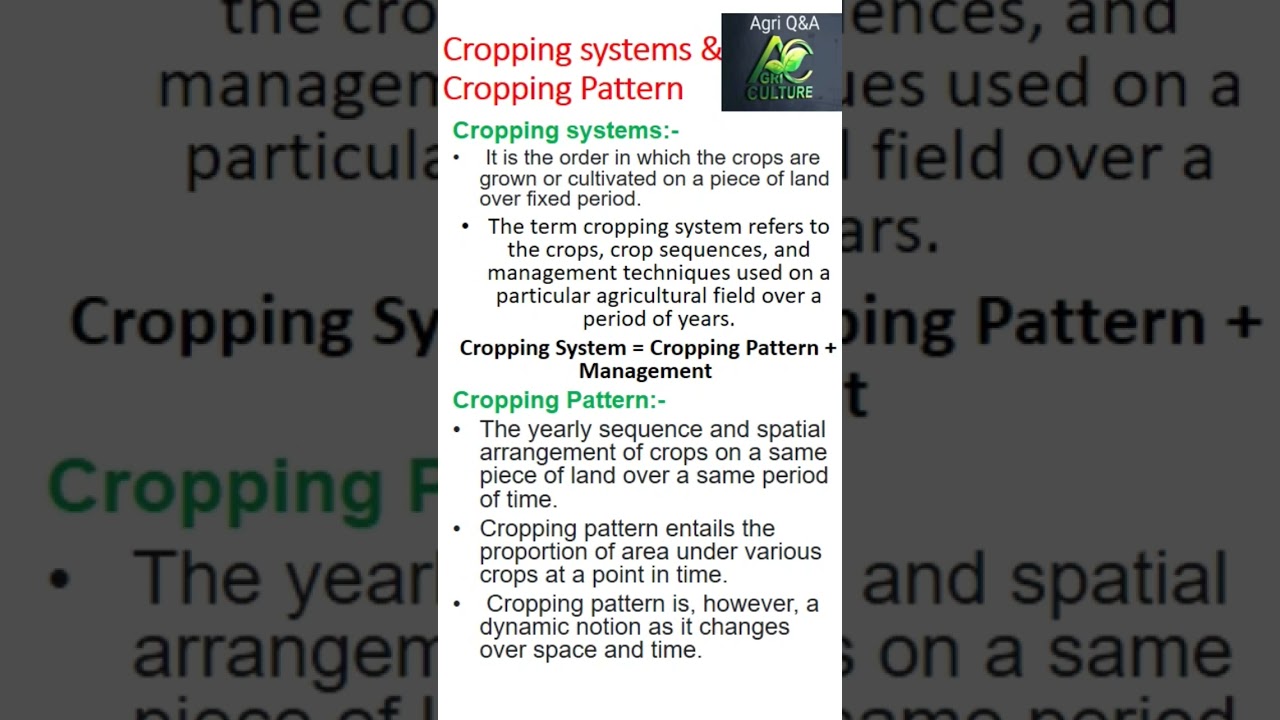Cropping System & Cropping Pattern || Agronomy || JRF || SRF || CUET ||