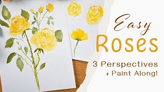 How To Paint Easy Watercolor Roses — 3 Angels + Rose Stem Paint Along