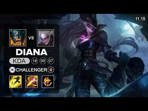 Diana Jungle vs Olaf - KR Challenger Patch 11.15