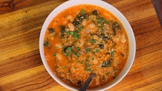 Delicious Savory Harissa Oatmeal and Bean Soup