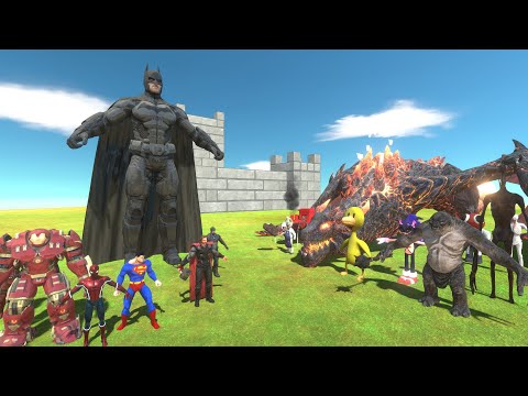 Super Hero War | Giant Batman VS Lava Dragon + Creepy Monster | Animal Revolt Battle
