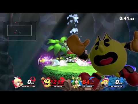 Rosalina and Luma & Pac Man vs Palutena & Mii Brawler