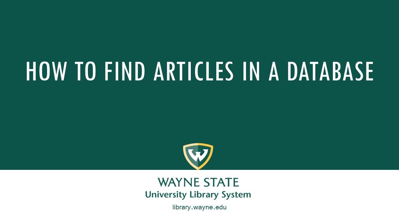 How to Find Articles in a Database