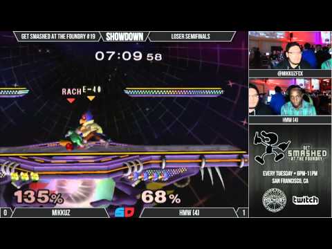 Get Smashed at the Foundry #19 - Loser Semifinals - Mikkuz (Fox) v HMW (Falco)