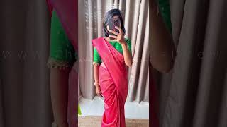 Threads casual orange silk saree with green blouse